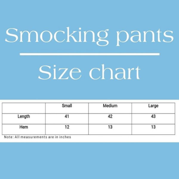 smoking pant size chart